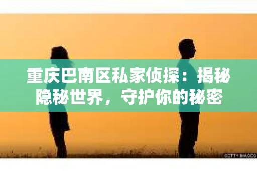 重庆巴南区私家侦探：揭秘隐秘世界，守护你的秘密